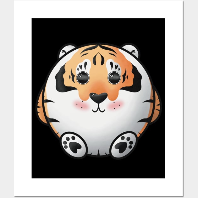 Cute Chubby Tiger Wall Art by TeeLisa